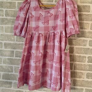 Barbie Pink Checkered Kids Dress